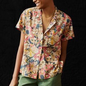 Anthropologie Pilcro Printed Voile Surf Shirt